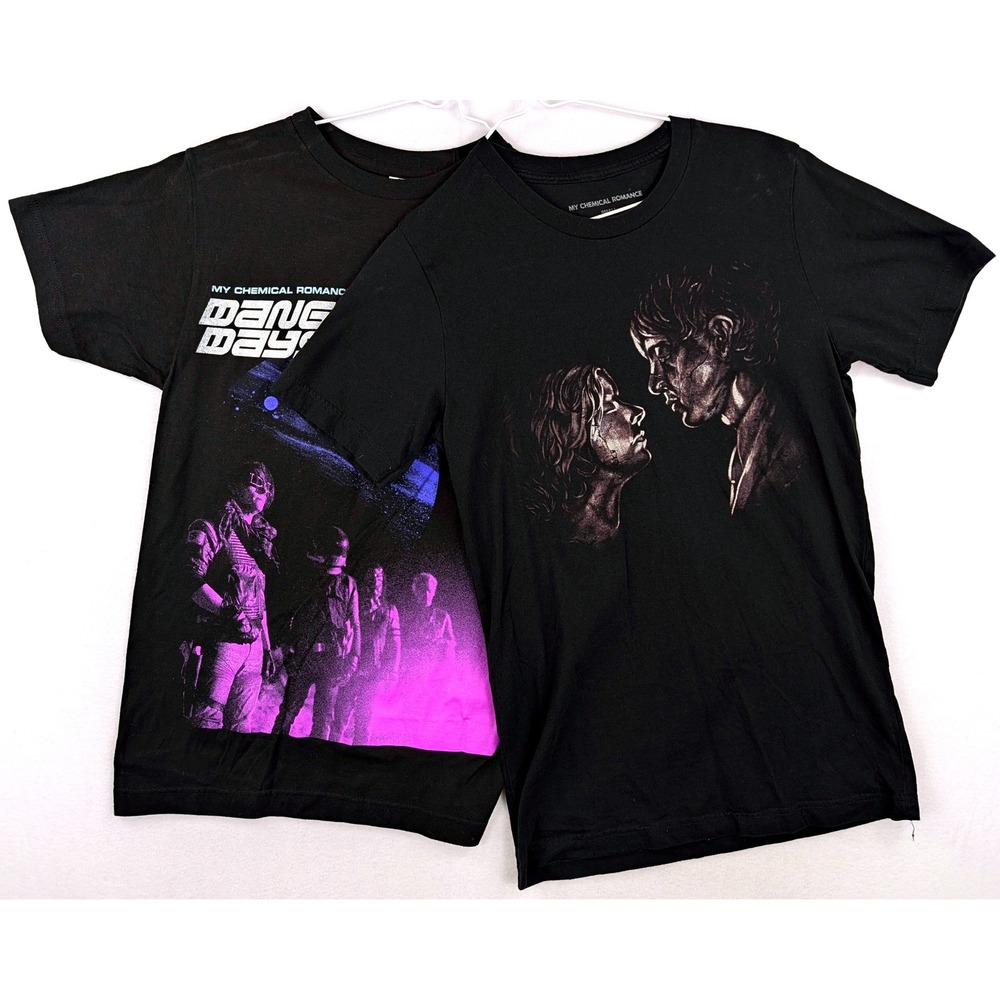 Lot 2 My Chemical Romance MCR Black Graphic Tees XS S Danger Days Tour